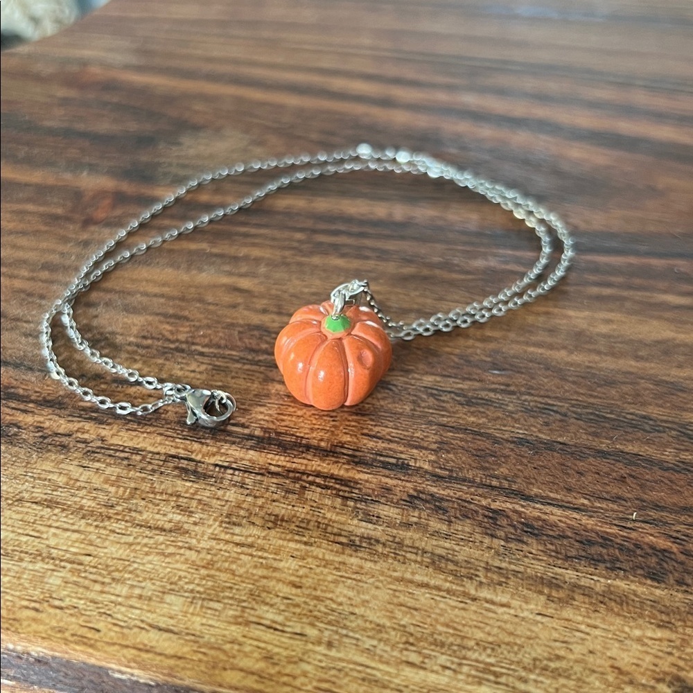 Autumn Harvest Pumpkin Pendant Necklace